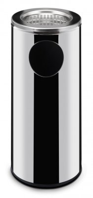 Papperskorg i rostfritt stål med askfat, 33 L