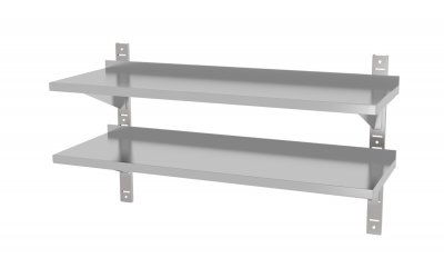 Justerbar rostfri dubbel vägghylla i olika mått (Storlek: 1200x300x(h)600)