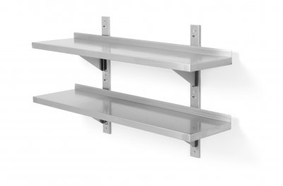 Justerbar rostfri dubbel vägghylla i olika mått (Storlek: 1200x300x(h)600)