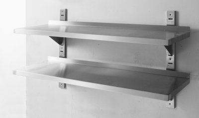 Justerbar rostfri dubbel vägghylla i olika mått (Storlek: 1200x300x(h)600)