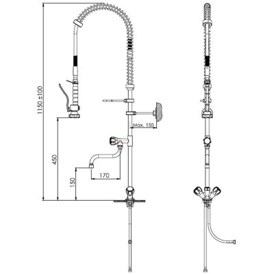 Dusch med blandare och "pull out" slang - För diskrum