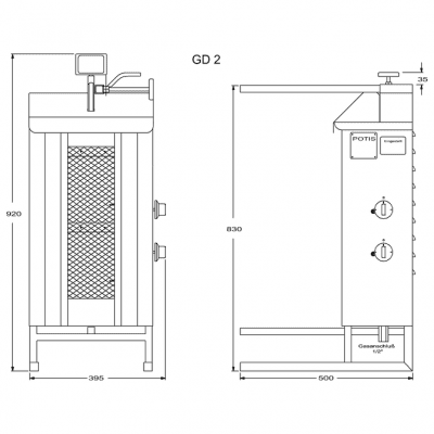 Kebabgrill GD2 Gas Potis