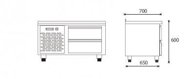 Grillkylbänk 80 med 2 GN 1/1 draglådor - Inocold